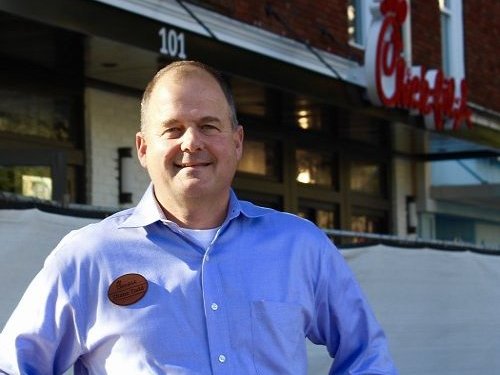 Chick-fil-A Staff - Shane Todd outside Downtown Athens location