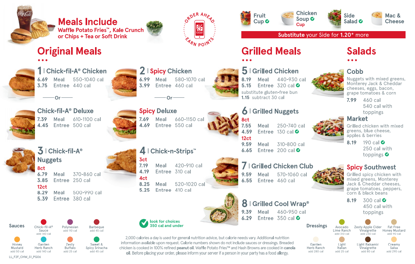 Chick-fil-A lunch/dinner menu